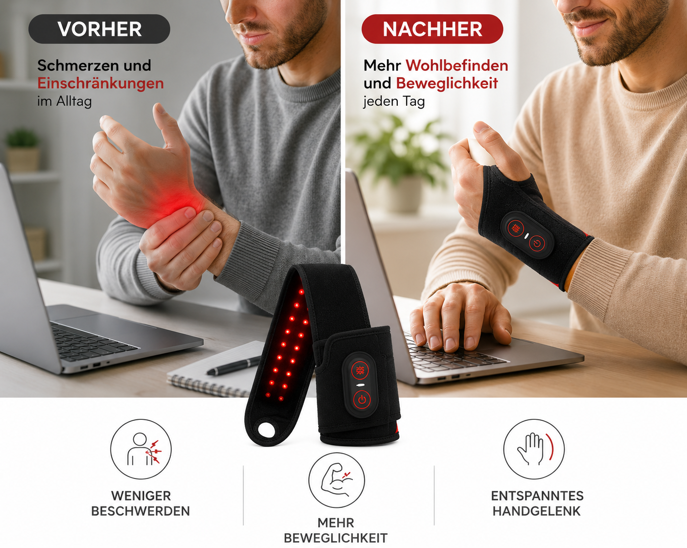 RedMend™ Lichtbandage für Handgelenk & Daumen
