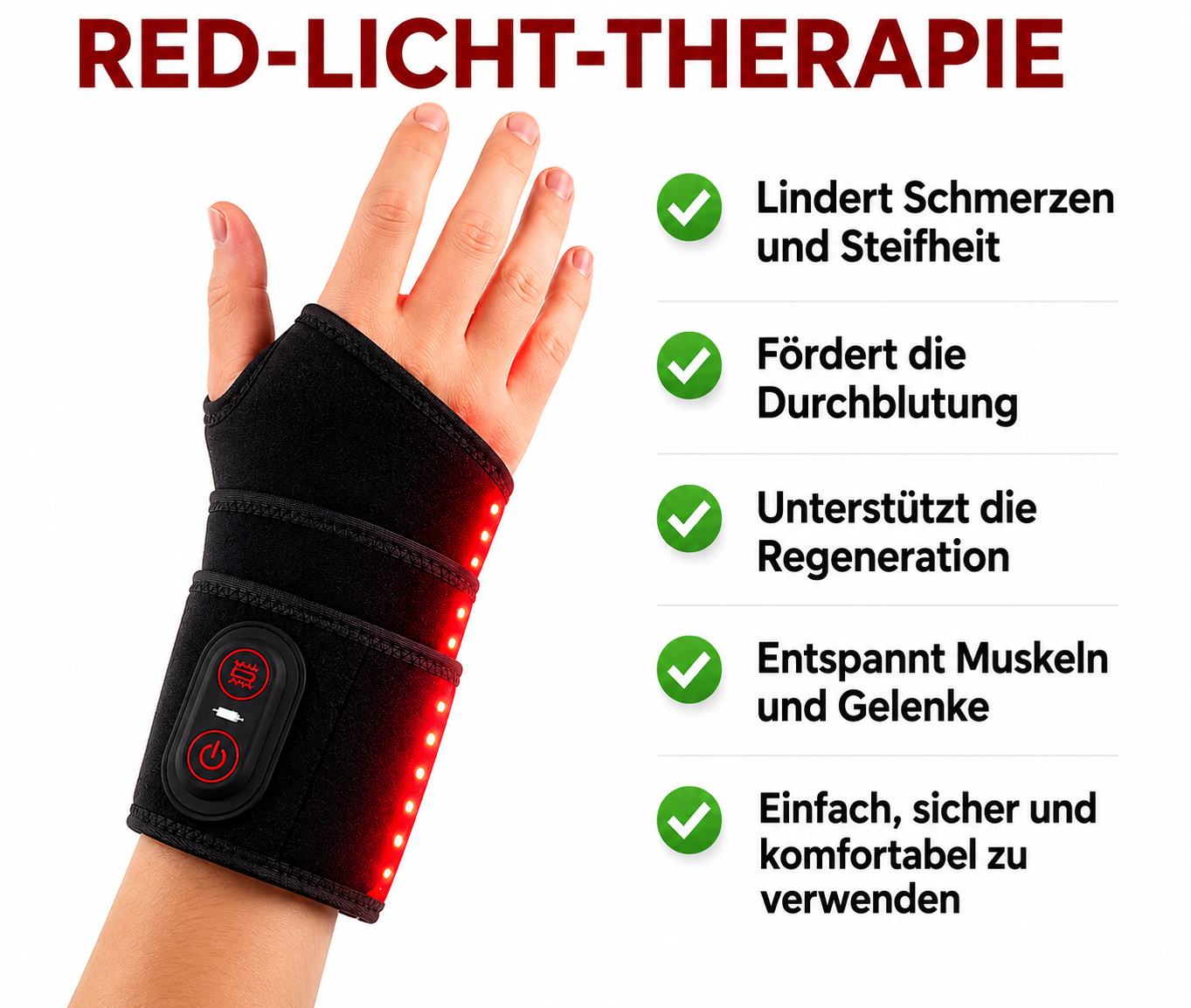 RedMend™ Lichtbandage für Handgelenk & Daumen