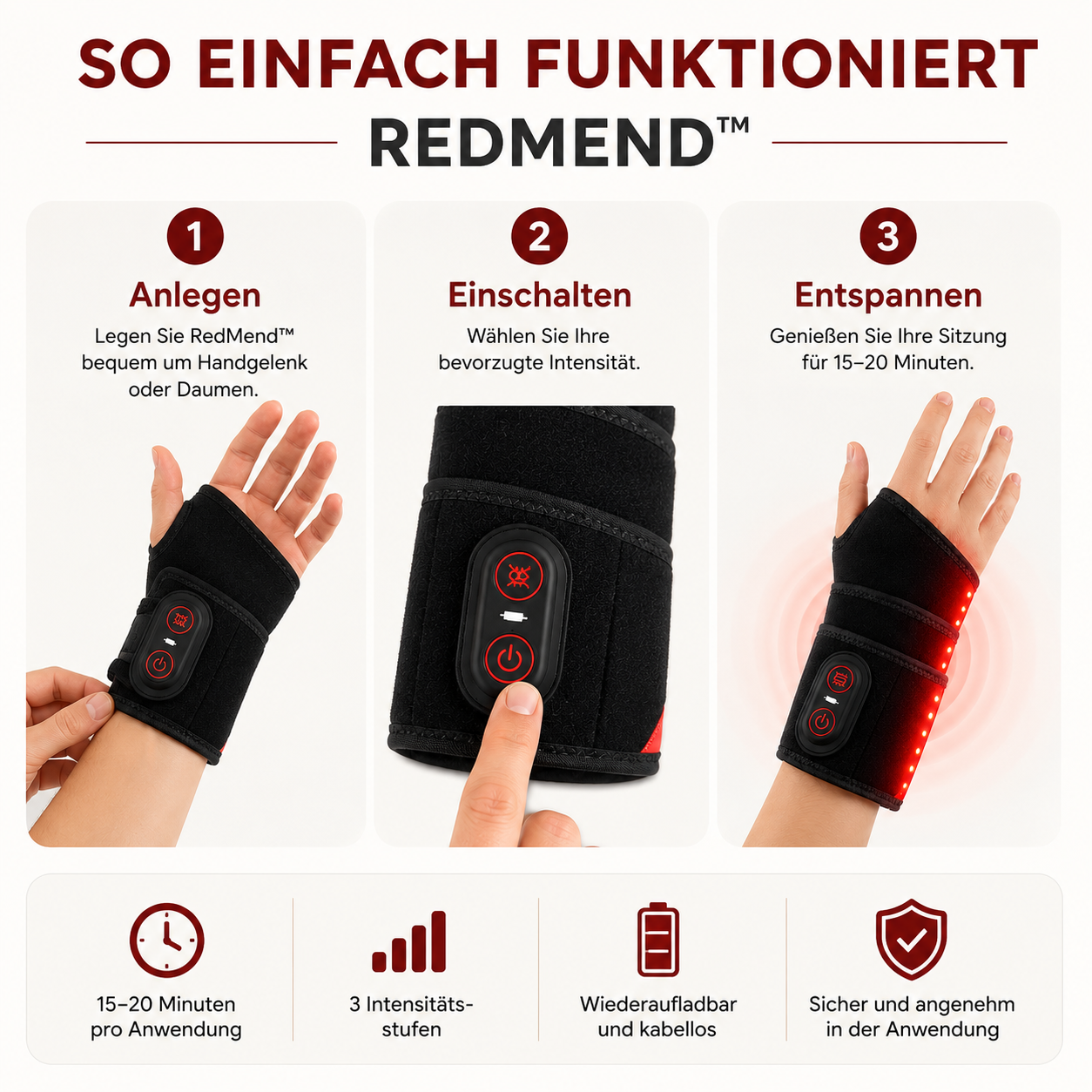 RedMend™ Lichtbandage für Handgelenk & Daumen