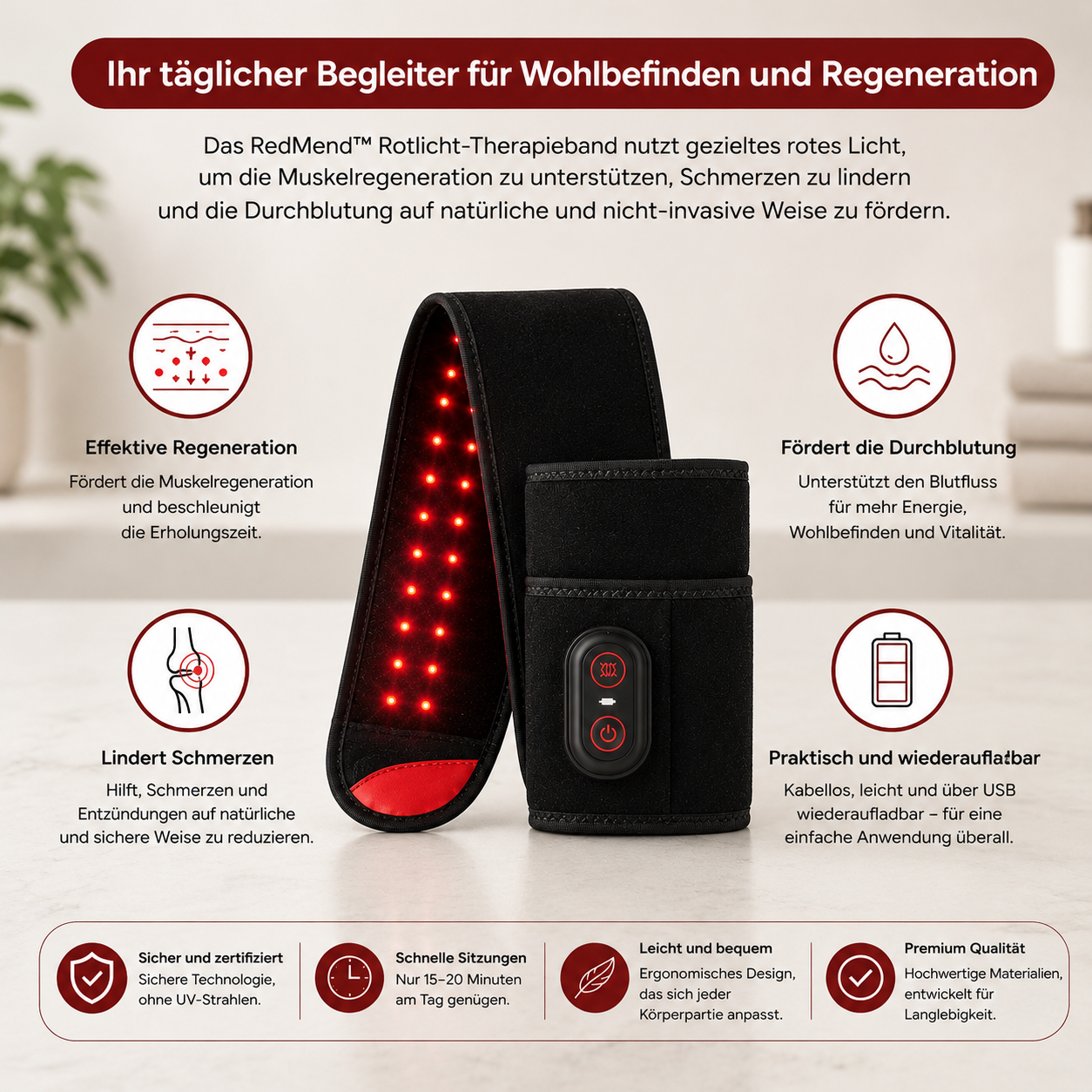 RedMend™ Lichtbandage für Handgelenk & Daumen